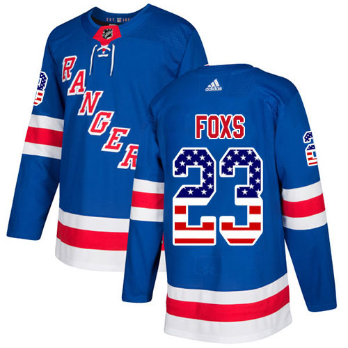 Adidas New York Rangers 23 Adam Foxs Royal Blue Home Authentic USA Flag Stitched Youth NHL Jersey